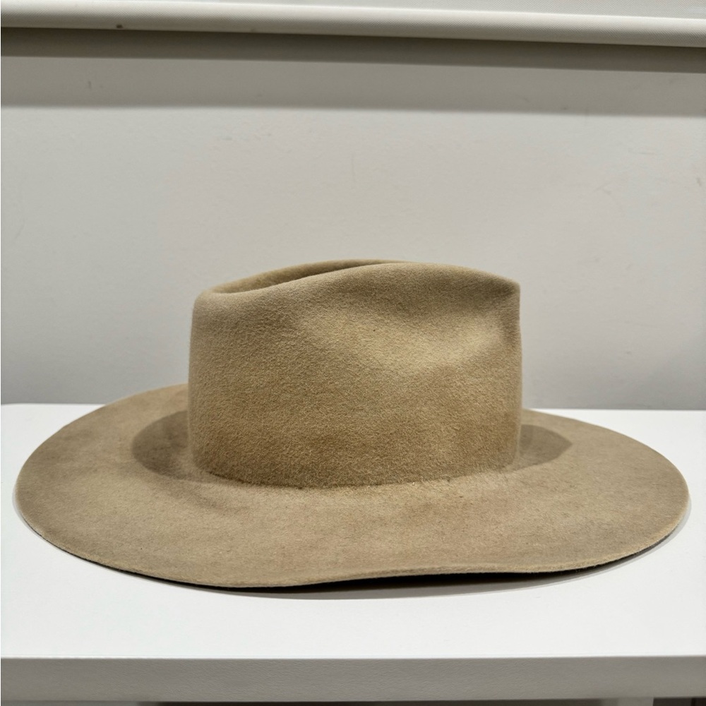 Tan Felt Wide Brim Hat